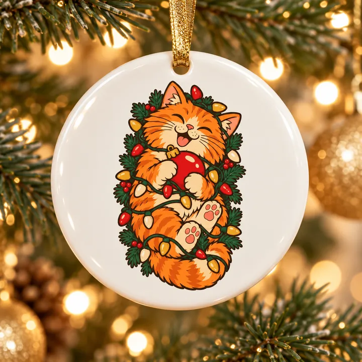 Thiết kế in trên ornament tròn treo cây thông